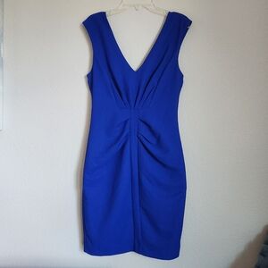 Express Vibrant Blue Sleeveless Front Gather Dress
